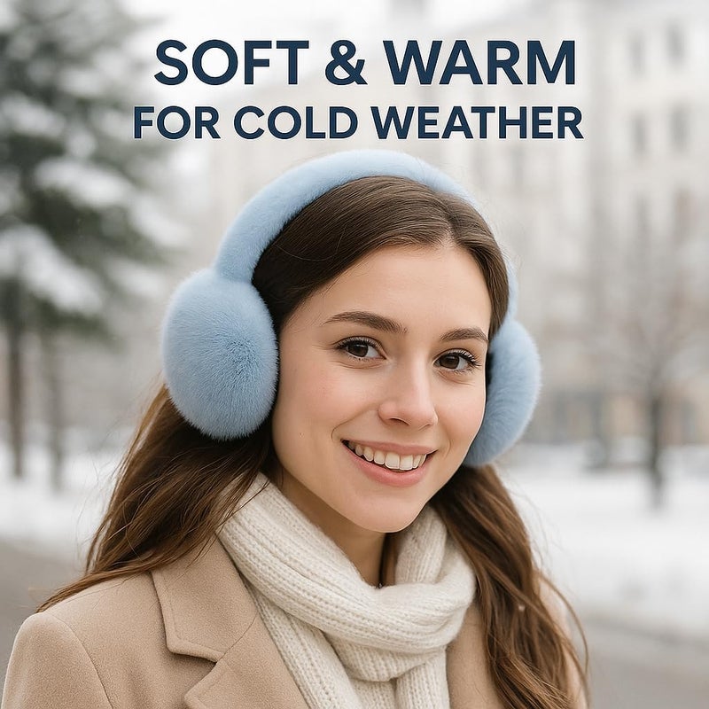 CHUANGLI Foldable Ear Muffs for Women Cold Weather Fluffy Earmuffs Winter Warm Headband Cute Slouchy Ear Warmers - Image 5